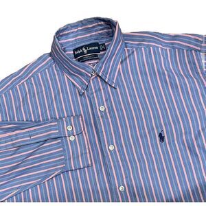 Ralph Lauren Yarmouth Pinpoint Oxford Button Down Shirt Men's 16 34/35 Striped